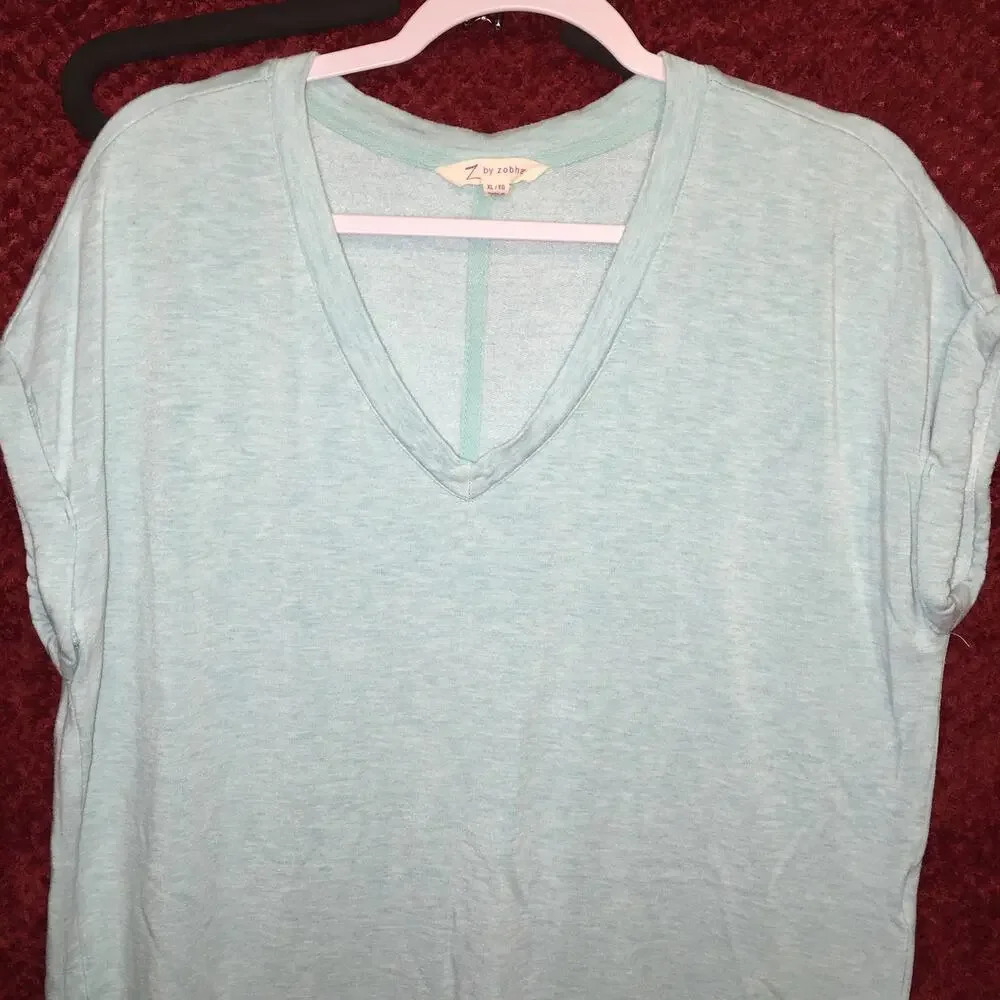 Z by Zobha Turquoise tunic sweat shirt lounge wear size XL 22 X 29
